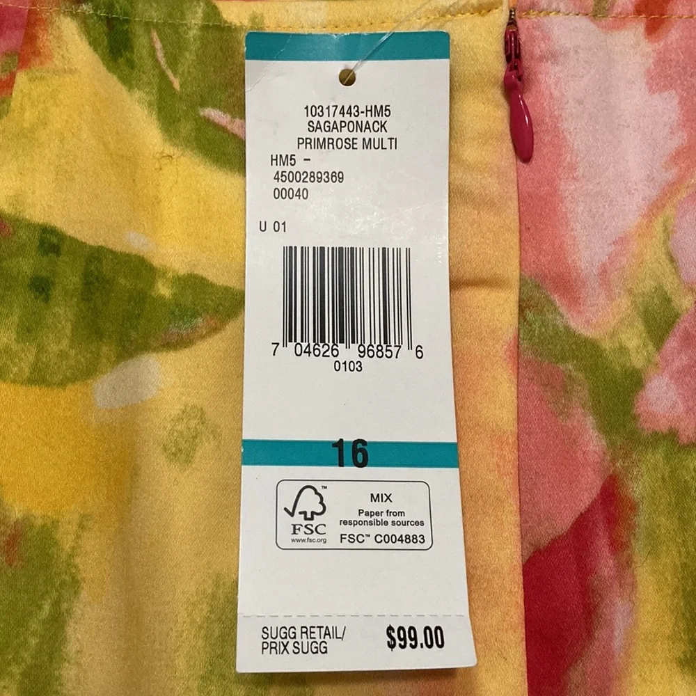 Jones New York Collection Pink, Lime, Yellow, & White Stretch Skirt - Size 16 - Picture 10 of 10